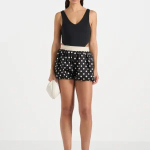Zoe - Satin Polka Dot Balloon Shorts - Black