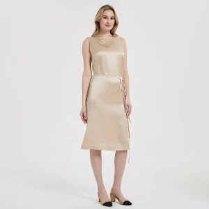 Vestido de seda con cuello alto para mujer Vestidos 100% de seda
